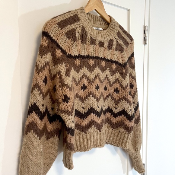 by Anthropologie Brown Striped Geometric Wool Blend Sweater - Picture 4 of 11